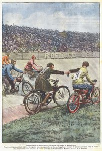 Narodziny nowego sportu, polowanie na lisy na motocyklu autorstwa Achille Beltrame