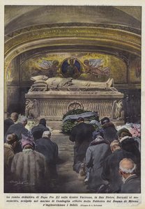 Ostateczny grób papieża Piusa XI w Grotach Watykańskich w San Pietro