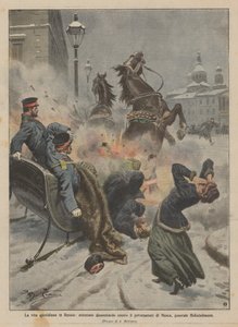 Życie codzienne w Rosji, zamach bombowy na gubernatora Moskwy generała Holschelmanna autorstwa Achille Beltrame