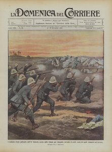 Zuchwałość patrolu 84. piechoty, który wyszedł z okopów, by ścigać hordę Arabów? autorstwa Achille Beltrame
