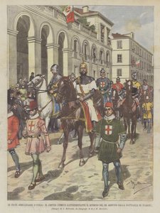 Imprezy dwutysiącletnie DIvrea, historyczna procesja reprezentująca powrót króla Arduino Dalla? autorstwa Achille Beltrame