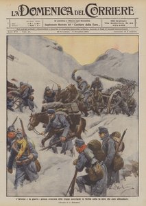 Zima i wojna, bolesny postęp wojsk austriackich w Serbii pod obfitym śniegiem, który pada