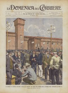 Strajk jedenastu tysięcy masonów w Mediolanie, spotkanie na dziedzińcu zamku dla dywizji?