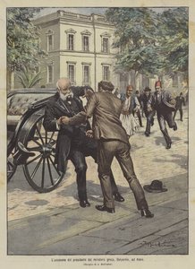 Zabicie prezydenta greckiego ministerstwa Delyannisa w Atenach autorstwa Achille Beltrame