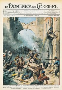 Walka wręcz na ulicach Madrytu podczas hiszpańskiej wojny domowej, Achille Beltrame (1871-1945), z La Domenica del Corriere, 22 listopada autorstwa Achille Beltrame