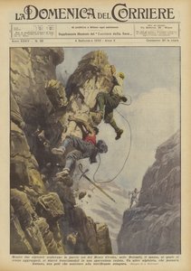 Podczas gdy dwóch wspinaczy wspinało się po wschodniej ścianie Monte Civetta, w Dolomitach, na głaz?