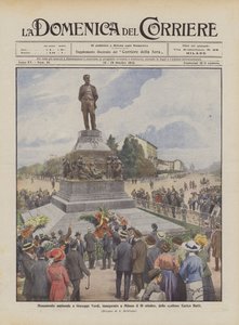 Pomnik narodowy Giuseppe Verdiego, odsłonięty 10 października w Mediolanie przez rzeźbiarza Enrico Butti autorstwa Achille Beltrame