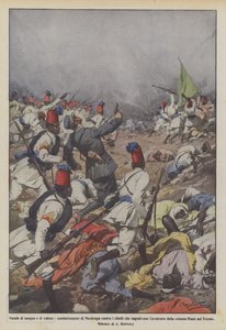 Święta pełne krwi i męstwa, walka Moshrugi z rebeliantami, którzy powstrzymali natarcie? autorstwa Achille Beltrame