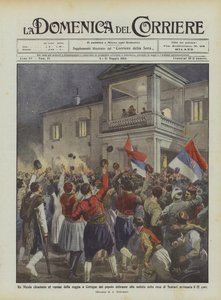 Król Mikołaj wezwany na balkon pałacu w Cettigne przez majaczących ludzi na wieść o kapitulacji?
