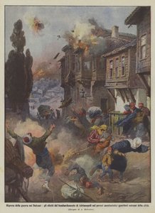 Wznowienie wojny na Bałkanach, skutki bombardowania Adrianopola dla biednych? autorstwa Achille Beltrame