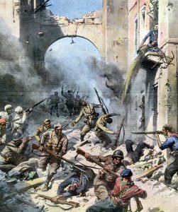 Hiszpańska wojna domowa – walka na ulicach Madrytu autorstwa Achille Beltrame