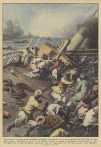 Na szalejącej rzece w pobliżu Kolhapur w Zachodnich Indiach oderwał się duży wąż? autorstwa Achille Beltrame