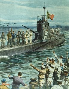 Okręt podwodny wraca do bazy, 7 września autorstwa Achille Beltrame