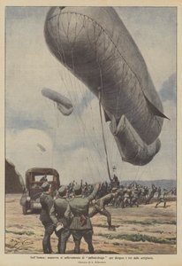 Na Isonzo wykonaj manewr podnoszenia smoczego balonu w celu kierowania ogniem artyleryjskim