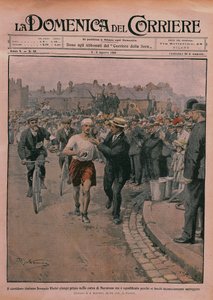 Igrzyska Olimpijskie 1908, przednia okładka „La Domenica del Corriere” 1908 (kolor lito) autorstwa Achille Beltrame