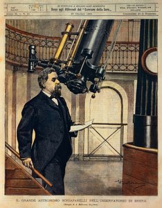 Astronom Schiaparelli (1835-1910) w obserwatorium Brera, ilustracja Achille Beltrame (1871-1945), z La Domenica del Corriere, 28 października autorstwa Achille Beltrame