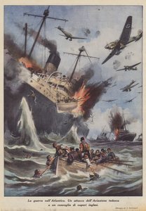 Wojna na Atlantyku (litografia kolorowa) autorstwa Achille Beltrame