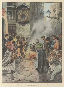 Popularne tradycje, obrzęd Sant Antuono w Neapolu wieczorem tego 17 autorstwa Achille Beltrame