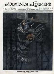 Dwie kobiety spadły z windy w Neapolu w 1910 roku. autorstwa Achille Beltrame