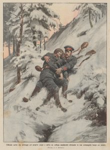 Serbski oficer, który chroni własnym ciałem i ratuje zmarzniętego kolegę, wślizgując się w jego?