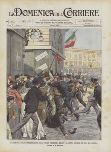 Odcinek z obchodów Pięciu Dni w Mediolanie Walka o maszt flagowy autorstwa Achille Beltrame