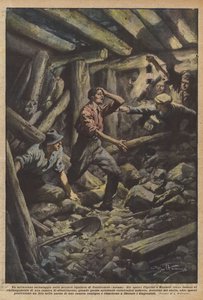 Cudowne ocalenie w kopalniach drewna Castelnuovo (Arezzo) autorstwa Achille Beltrame