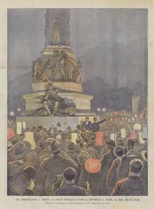 Demonstracja w Trydencie, popularna procesja przed pomnikiem Dantego, La Sera Dell11 Corr