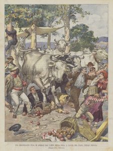 Ekscytująca ucieczka dla zwierząt z Campo della Fiera w Castel del Piano, niedaleko Perugia autorstwa Achille Beltrame