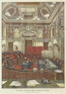 Sesja nowej rady miejskiej Mediolanu autorstwa Achille Beltrame