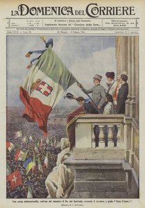 Niezapomniana scena, w godzinie procesu, król z Kwirynału macha trójkolorem i krzyczy Viva lItalia!
