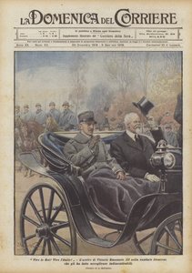 Niech żyje król! Niech żyją Włochy! Przybycie Vittorio Emanuele III do stolicy Francji, że on? autorstwa Achille Beltrame