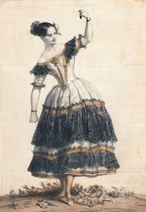 Fanny Elssler jako Florinda w tańcu La Cachucha balet Le Diable lame, 1836 autorstwa Achille Devéria