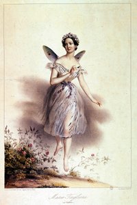 Marie Taglioni (1804 - 1884), baletnica, reprezentowana w sylfie - ilustracja Achille Deveria (1800 - 1857)