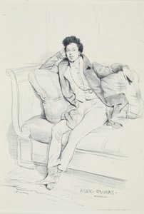 Portret Aleksandra Dumasa autorstwa Achille Devéria