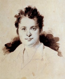 Portret młodego francuskiego pisarza Honore de Balzac (1799-1850) Rysunek Achillesa Deveria (1800-1857) XIX wiek. Chantilly, Muzeum Conde. Dz. Lovendżul. Upoważnienie do złożenia wniosku do Institut de France autorstwa Achille Devéria