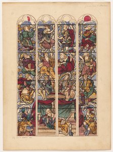 Studium dla czterech witraży Généalogie dAbraham , 1844. autorstwa Achille Devéria