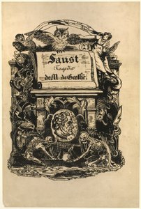 Medalion portretowy Goethego, strona tytułowa z Fausta autorstwa Achille Devéria