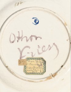 Rewers „Krokodyl chrupie wielkiego węża”, ok. 1907 r. (ceramika pokryta cyną) (patrz także 489731)
