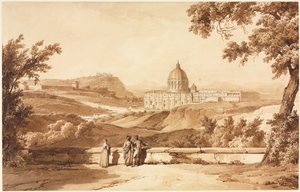 Widok św. Piotra, Rzym, ok. 1930 1817-1820. autorstwa Achille Etna Michallon