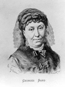 Portret George Sand (Aurore Dupin, Baronne Dudevant) (1804-1876) autorstwa A. Gilberna autorstwa Achille Isidore Gilbert
