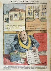 Karykatura o opozycji między szkolnictwem świeckim a prywatnym – Achile Lemot (1846-1909), w „Le Pelerin”” autorstwa Achille Lemot