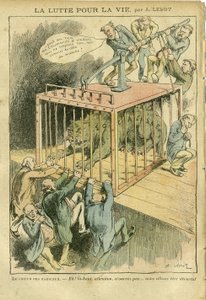 Ilustracja Achille Lemot (1846-1909) w Le Pelerin, 21.04.07 - Walka o życie - Socjalizm, Radykalny Socjalizm - Animalizacja autorstwa Achille Lemot