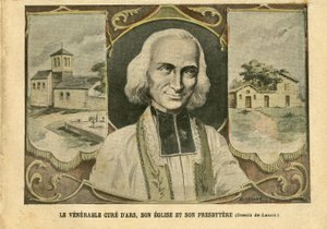 Ilustracja przedstawiająca Achille Lemota (1846-1909) w Le Pelerin, 06.03.04 - Czcigodny proboszcz w Ars, jego kościół i prezbiterium - Religia Wiara, Kościoły Katedry, Katolicyzm - Prezbiteria - Proboszcz z Ars (Abbe Vianney) (178-1859) autorstwa Achille Lemot