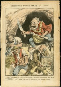 Ilustracja przedstawiająca Achille Lemota (1846-1909) w Le Pelerin, 07/01/06 - Następny nieznajomy - Rolnictwo, Kolektywizm, Socjalizm - Robotnik, Chłopi, Rolnicy - Ogr/jeść/połykać, Animalization autorstwa Achille Lemot