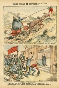 Ilustracja Achille Lemot (1846-1909) w Le Pelerin, 20.10.07 - stare i nowe rzeczy - Elysee, Socialism, Ministere - Jaures Jean, Ane - Portfolio autorstwa Achille Lemot