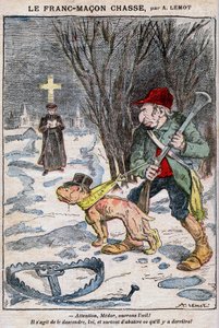 Polowanie na masonów w Le Pelerin autorstwa Achille Lemot