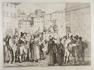 Przedstawienie marionetkowe w Rzymie autorstwa Achille Pinelli