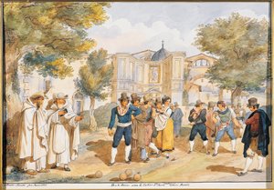 Gra w bocce w Santa Maria degli Angeli w Rzymie, Achille Pinelli (1809-1841), Włochy