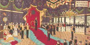Widok wydania konstytucji państwowej w Izbie Państwowej..., 2 marca 1889 Meiji 22.