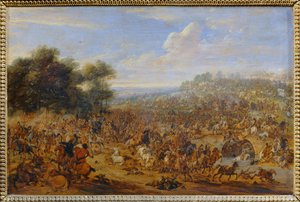 Bitwa w pobliżu mostu ... autorstwa Adam Frans van der (circle of) Meulen